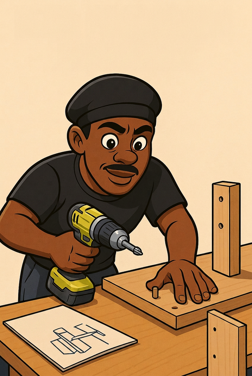 Fredo, professional furniture assembler in West Palm Beach, holding a power drill